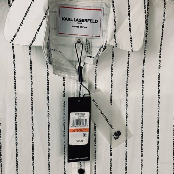 Karl Lagerfeld Paris Black Striped Button Down Shirt - Size XS - Picture 5 of 7